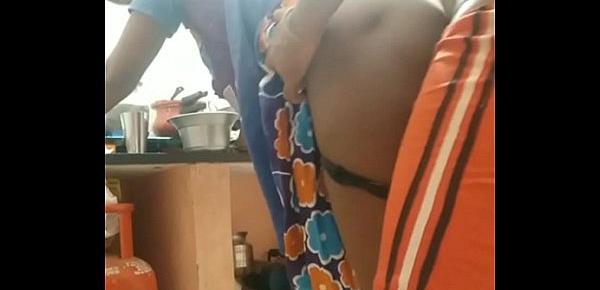  South Indian couple kitchen sex with audio and cooking food